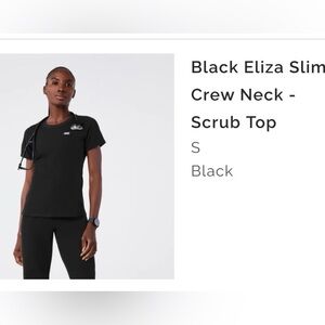 Black Eliza Slim Crew Neck Scrub Top by FIGS Size Small